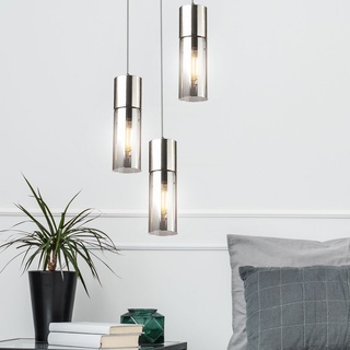 Decken Pendel Lampe Zylinder Ess Zimmer Beleuchtung Glas-Rauch Hänge Leuchte