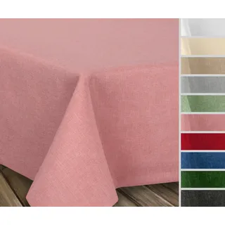 Beautex Tischdecke Fleckenabweisende bügelfreie Tischdecke mit Lotuseffekt, Leinenoptik (1-tlg) rosa Eckig | 130 cm x 300 cm