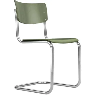 THONET S 43 | Olivgrün | Stahlrohr-Freischwinger | Gestell verchromt