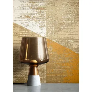 Newroom Vliestapete Aleo Mali Tapete Mustertapete Leicht Glänzend,Hexagon,Metallic, Gelb Tapete Ethno Leicht Glänzend - Mustertapete Gold Taupe Grafik Modern Hexagon Metallic für Wohnzimmer Schlafzimmer Flur, modern goldfarben