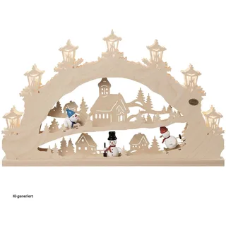 Saico Original 3D Schwibbogen Schneemann 1-tlg, Leuchtbogen beige