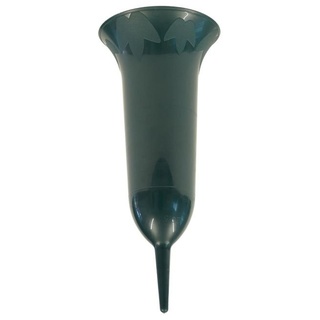 greemotion Grabvase Grün, Steckvase 1,3L, Vase für Grab 42cm, Grabdeko Kunststoff, Blumenvase für Grab, Trauerschmuck Blumen-Vase, robuste Friedhofsvase, witterungsbeständiger Grabschmuck