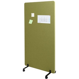 Akustik-Trennwand MCW-G77, Büro-Sichtschutz Raumteiler Pinnwand, doppelwandig rollbar Stoff/Textil ~ 147x80cm grün