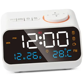 Multifunktionaler Led-fm-radiowecker – Programmierbarer Wecker – Weißes Abs-modell Mit Usb-ladefunktion – 288 G / 10,2 Oz