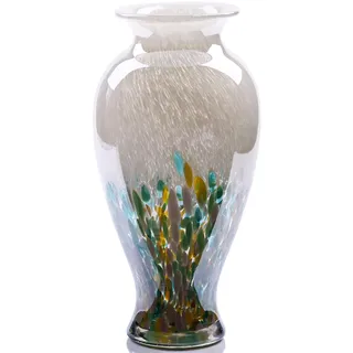 oliruim 30 cm hohe grüne glasvase, Bunte, undurchsichtige Glasvase, einzigartiges Design, breite Öffnung, Kunstvase, Dekoration für Zuhause, Wohnzimmer, Esstisch, Pampasgras-Dekor (grün)