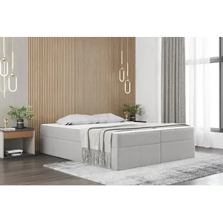 Boxspringbett Schlafzimmerbett PRIMA 180x220cm Stoff Hellgrau inkl. Bettkasten