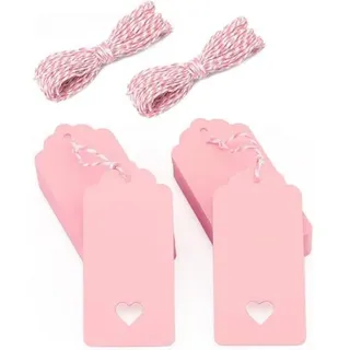 Geschenkanhänger Hochzeit Rosa Kraftpapier Rosa 100 Stück