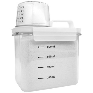 Daisred Dose Waschmittel Weichspüler Aufbewahrung, Waschmittelbox mit Messbecher (1 St) weiß
