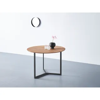 Esstisch ANDAS Tische Gr. B/H/T: 110 cm x 75 cm x 110 cm, beige (natur) Esstische rund oval Tischplatte aus massiver Eiche, FSC- Massivholz, Gestell Metall