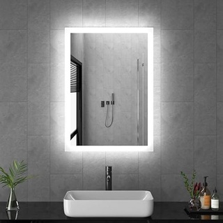 Goezes LED Badspiegel 40x60cm Badezimmerspiegel mit Beleuchtung Rechteckiger LED Badezimmerspiegel 6500K Kaltweiß Badezimmer Wand Spiegel, Wandspiegel Lichtspiegel Schminkspiegel