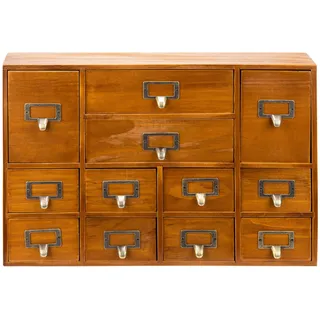 Apothekerschrank mit 12 Schubladen – Karteikarten-Organizer – Vintage-Kommode – Mahagoni-Holz-Organizer – Büro-Schreibtisch-Schubladen-Organizer für Kräuteraufbewahrung, Apotheker-Tagebücher