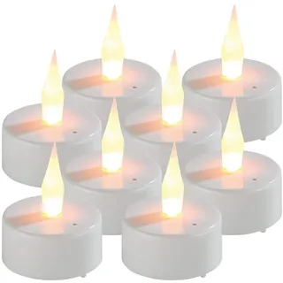 Lunartec LED Teelicht flackernd: 8er-Set LED-Teelichter mit Luftzugsensor und beweglicher Flamme (elektrisch flackernd, LEDkerzen, Docht)