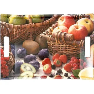 Lashuma Getränketablett bunt, Serviertablett klein Motiv: Früchte, Küchentablett 38x27 cm