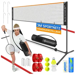 Kesser Badmintonnetz 3-Fach-Höhenverstellbar Set