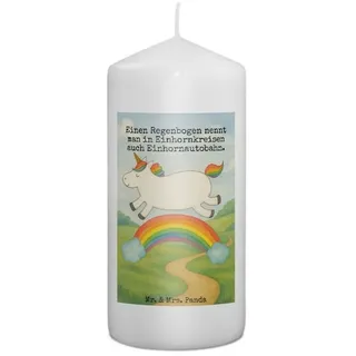 Mr. & Mrs. Panda Formkerze Einhorn Regenbogen Design, Kerze 15 x 7 cm, Weiß, Unicorn, Erinnerung (Packung), Erwachsenwerden Bedruckte Kerze Einhornpower weiß Ø 7 cm x 7 cm x 15 cm x 7 cm