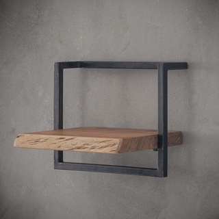 Wandregal 40 cm breit Akazie Massivholz Metall Ablageregal  Regal 2572