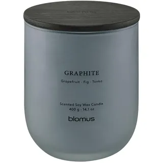 blomus Duftkerze -TUOKSU- | Farbe Sharkskin | Größe L | Duft Graphite | Aus Glas und MDF; Für eine angenehme Duftatmosphäre; Ø 9,5 x H 11,8 cm