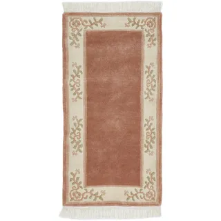 Wollteppich LUXOR LIVING "Giza", rosa (altrosa), B:70cm H:12mm L:140cm, Obermaterial: 100% Wolle, Teppiche, reine Wolle, handgeknüpft, mit Bordüre und Fransen