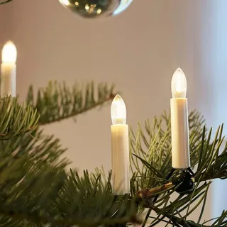 Lichterkette Weihnachtsbaum LED Filament, innen 15 teilig, Germany, Riffelkerzen 814002 - Beige