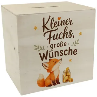 speecheese Spardose Spardose Holz Kleiner Fuchs Sparschwein mit Wunschspruch Spruch: für