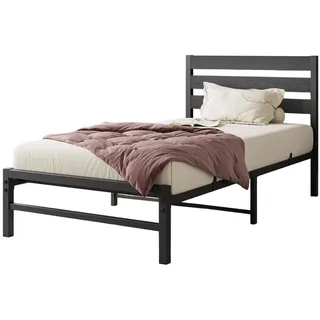 Stilvora Metallbett, Schwarz, Metall, 90x200 cm, Schlafzimmer, Betten, Metallbetten