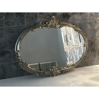 artissimo Wandspiegel Barock Oval Antik Silber 52x42 Badspiegel Vintage Retro Spiegel Prunk zum Aufhängen Nostalgie