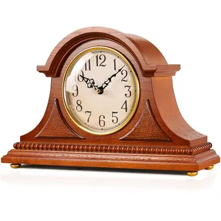 AYRELY® Elegante Kaminuhr im Antik-Stil – Standuhr aus Holz mit Viertelstunden- und Stundenschlag, batteriebetrieben, Tischuhren für Wohnzimmer & Geschenkidee