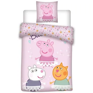 Peppa Pig Kinderbettwäsche Peppa Pig Bettwäsche Set Bettbezug 140x200cm 65x65cm, Perfekt für Kinderzimmer rosa