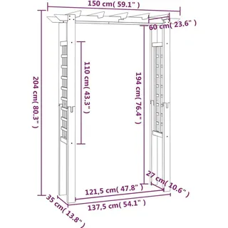 vidaXL Rosenbogen 150 x 60 x 204 cm Holz Imprägniert