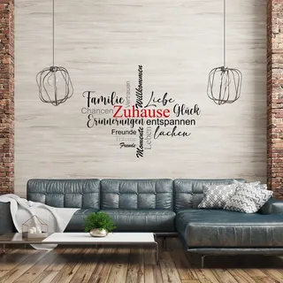 Deko Wandtattoo Wortwolke für Zuhause Wohnzimmer Esszimmer Arbeitszimmer Büro Tagcloud Wandbild selbstklebend Aufkleber selbst gestalten YX035 (Ohne Wunschtext, 02 Zuhause)