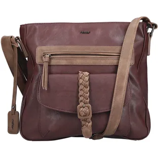 Umhängetasche RIEKER, Damen, Gr. B/H/T: 29cm x 28cm x 12cm, braun (weinrot, braun), Lederimitat, unifarben mit Farbeinsatz, Taschen Umhängetasche, Damen Schultertasche, Vortasche mit geflochtenem Riemchenverschluss
