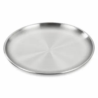 Edelstahl-Teller, runde Form, 14/17/20/23/26 cm Durchmesser, Speiseteller, Metallteller zum Essen, Camping, Grillen, Küche, Frühstück, Mittagessen (14 cm)