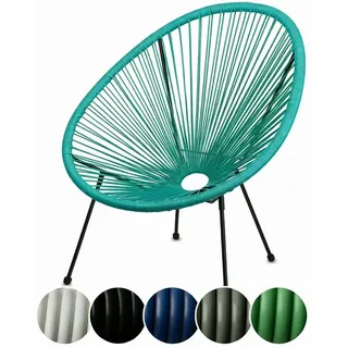 sunnypillow Acapulco Gartenstuhl - gemütlicher Loungesessel für Wohnzimmer, Terrasse, Garten, Balkon Sessel Stuhl - Korbsessel Gartensessel im Retro Design - Outdoor/Indoor - Türkis