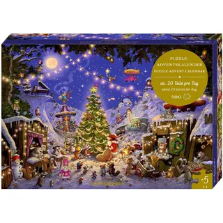Coppenrath Verlag Puzzle-Adventskalender – Weihnachtsmarkt der Tiere