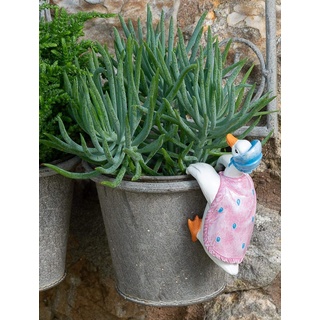 Pot Buddies Beatrix Potter Jemima Puddle-Duck Figur Blumentopfhänger – Handgefertigte Gartendekoration – Dekorative Blumentopffigur