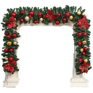 Kunstgirlande Weihnachtsgirlande, künstlicher Tannenzweig, 2,7 m Girlande Deko, CLTYQ, Girlande mit Zapfen und Beeren, für innen und außen