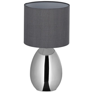 relaxdays Nachttischlampe Nachttischlampe Touch silber grau|silberfarben