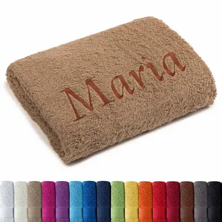 AR Line Besticken Sie Handtuch mit Namen oder mit Wunschtext Bestickt, Badetuch (100x150cm) in Sand