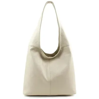 ITALYSHOP24 Damen Shopper Leder Beige
