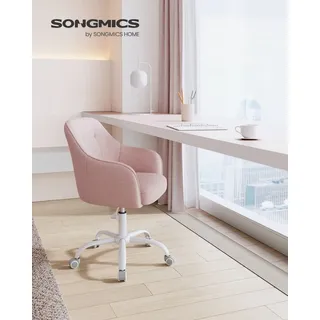 SONGMICS Schreibtischstuhl, höhenverstellbar, Baumwoll-Leinen-Mischgewebe, rosa - Rosa
