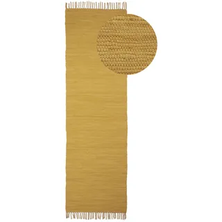 carpetfine Kelim Chindi uni Wendeteppich 70 x 240 cm Gelb