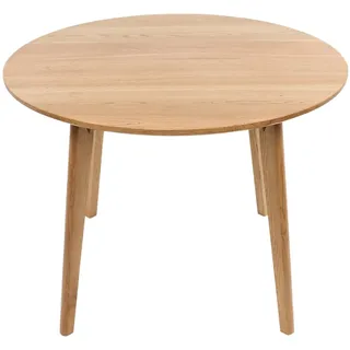 holz4home® Runder Tisch aus Massivholz Eiche I Tisch aus Eichenholz Wohnzimmertisch Küchentisch aus Holz I Moderner Look Beine angeschrägt I Eichentisch Massiv Rund Esstisch Esszimmertisch (115 cm)