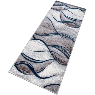 OTTO home Teppich OTTO HOME "Tritom" Gr. 11, blau, B:67cm H:9mm L:230cm, Kunstfaser, Teppiche, Teppich, mit besonders weichem Flor, Kurzflor, modernes Wellen Muster