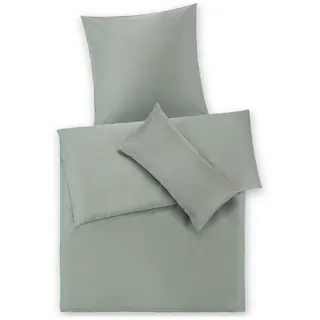 Blumtal Mako Satin Bettwäsche 135 x 200 cm Kissenbezug Grün - Oeko Tex Zertifizierte Satin Bettwäsche aus 100% Baumwolle - Edle Glanzoptik Bettwäsche 135x200 Satin mit Reißverschluss