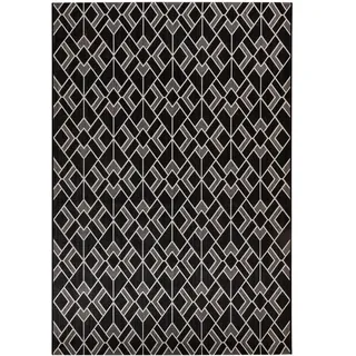 Steffensmeier Outdoorteppich, Schwarz, Textil, Rauten, Rechteckig, 280x380 cm wasserabweisend, Teppiche & Böden, Teppiche, Outdoorteppiche