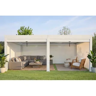Mendler Pergola 3 x 6 m inkl. 6 Seitenteile Weiß