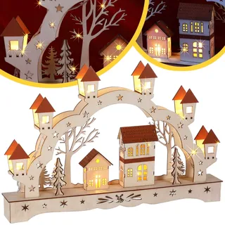 monzana Schwibbogen Landschaft Weihnachten 33 x 21 x 5 cm braun