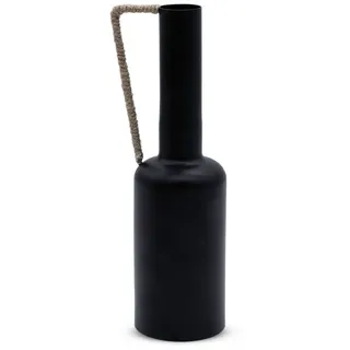 Spetebo Metall Blumenvase Amanda schwarz - 32 cm - Moderne Tischvase mit Henkel - Tischdeko Fensterdeko Blumenvase mit Griff modern elegant