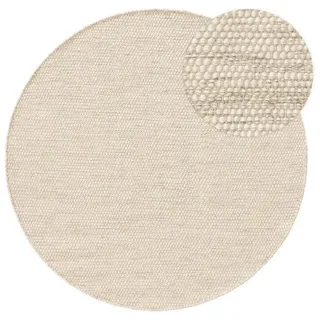 Wollteppich Rocco, benuta, rund, Höhe: 5 mm, Wolle, handgewebt, Wohnzimmer weiß Ø 100 cm x 100 cm x 100 cm x 5 mm