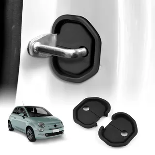 KUNGKIC Für Fiat 500 2008-2024 Kieselgel Abdeckung Autotürschloss | Staubschutzabdeckung Fiat Zubehör Innere Teile Trim 2Stück (Schwarz)